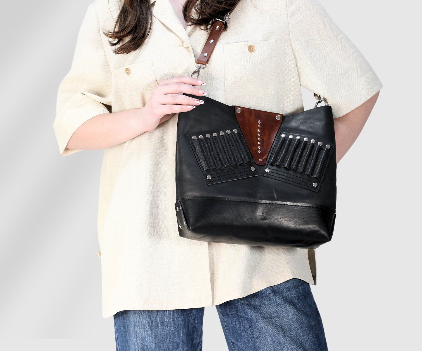 Women's leather handbag inspired by Georgian traditional costume CHOKHA