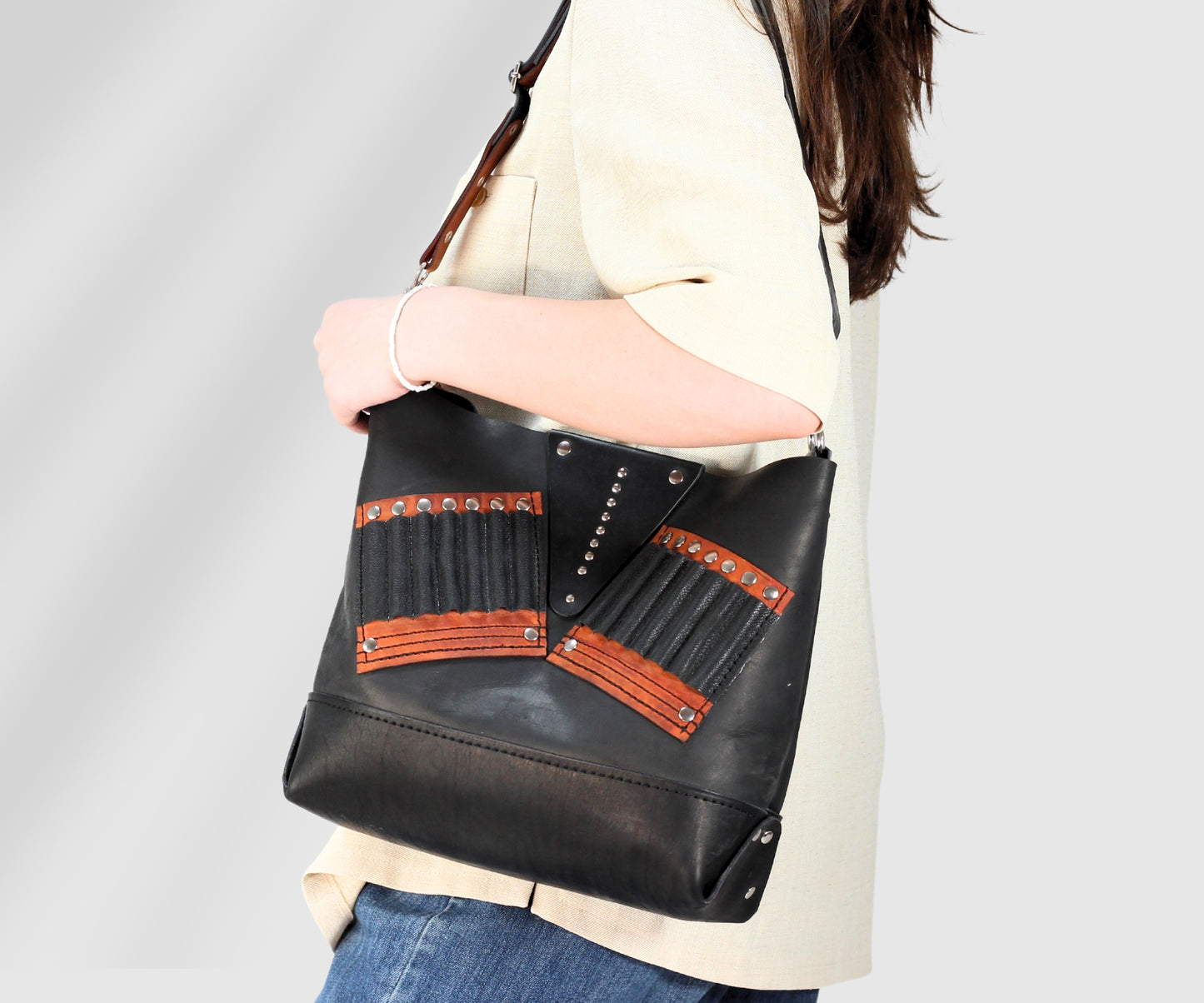 Women's leather handbag inspired by Georgian traditional costume CHOKHA