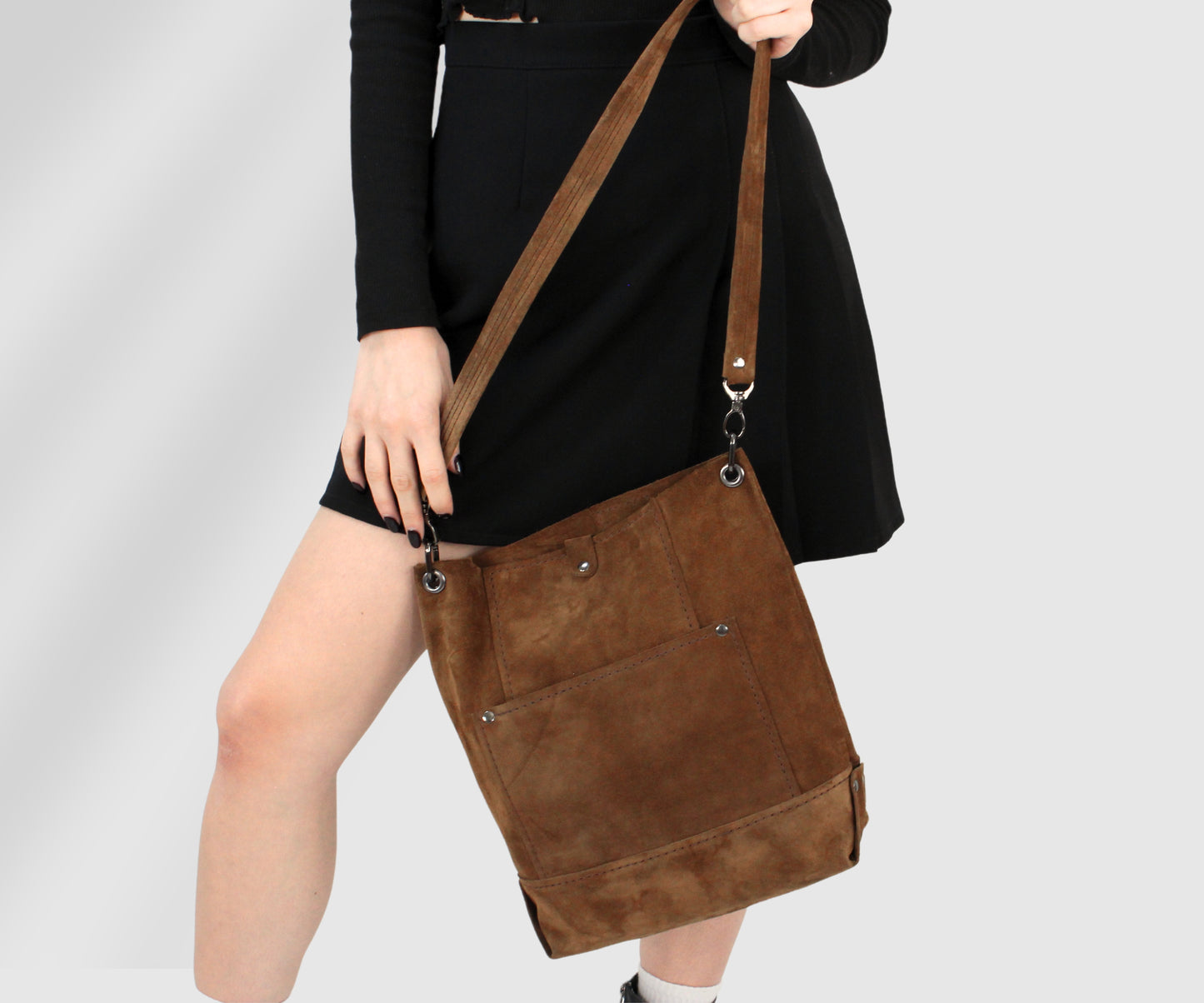 BOHO style Brown suede shoulder women bag traditional shape