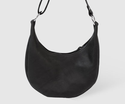 Leather half moon bag handmade women handbag