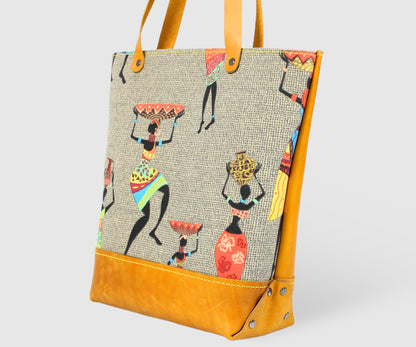 Yellow BOHO style suede leather Tote bag