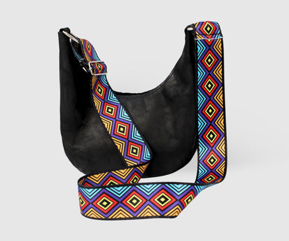 Half moon leather shoulder bag, BOHO style bag, Women hobo bag