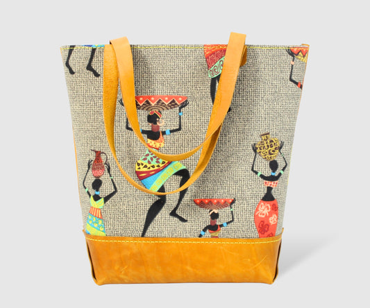 Yellow BOHO style suede leather Tote bag