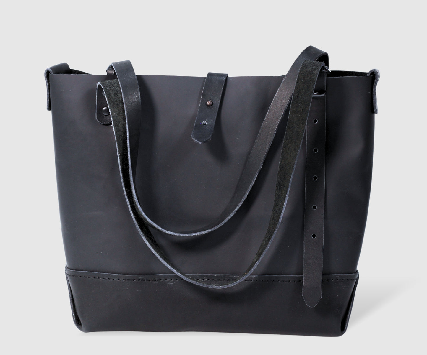 Large black leather TOTE handmade handbag