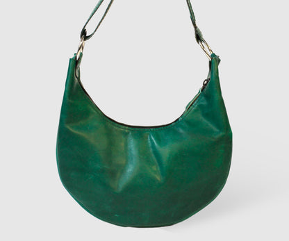 Leather half moon bag handmade women handbag