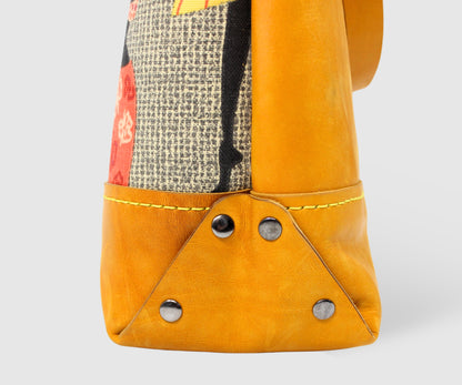 Yellow BOHO style suede leather Tote bag