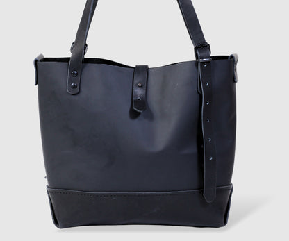 Black women's leather TOTE handmade bag