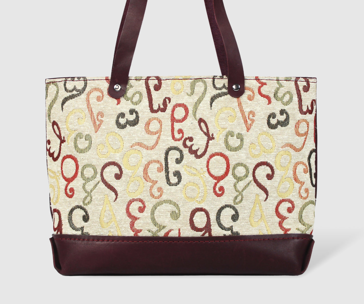 Women's Cherry Alphabet Handbag in natural leather