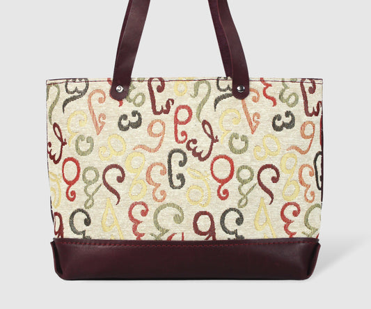 Women's Cherry Alphabet Handbag in natural leather