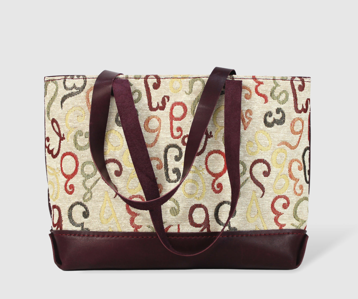 Women's Cherry Alphabet Handbag in natural leather